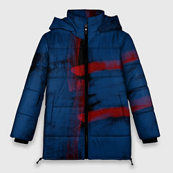 Куртка зимняя женская Абстрактный сине-красный, цвет: 3D-черный