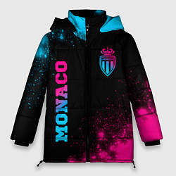 Куртка зимняя женская Monaco - neon gradient: надпись, символ, цвет: 3D-черный
