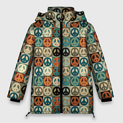 Куртка зимняя женская Peace symbol pattern, цвет: 3D-черный