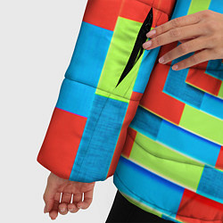 Куртка зимняя женская Разноцветный туннель - оптическая иллюзия, цвет: 3D-красный — фото 2