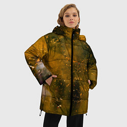 Куртка зимняя женская Чёрный туман и золотые краски, цвет: 3D-красный — фото 2