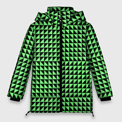 Куртка зимняя женская Чёрно-зелёная оптическая иллюзия, цвет: 3D-черный