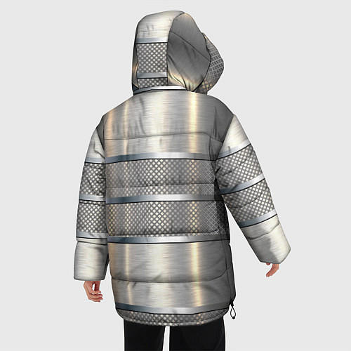Женская зимняя куртка Металлические полосы - текстура алюминия / 3D-Черный – фото 4