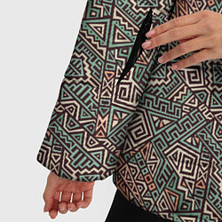 Куртка зимняя женская Этнический узор геометрия, цвет: 3D-светло-серый — фото 2