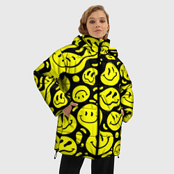 Куртка зимняя женская Кислотный желтый смайлик, цвет: 3D-красный — фото 2