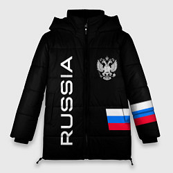 Женская зимняя куртка Россия и три линии на черном фоне