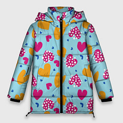 Куртка зимняя женская Сердце в горошек, цвет: 3D-черный