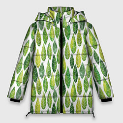Куртка зимняя женская Акварельные листья, цвет: 3D-черный