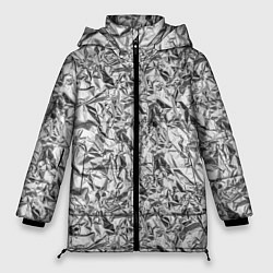 Куртка зимняя женская Текстура мятой алюминиевой фольги, цвет: 3D-черный