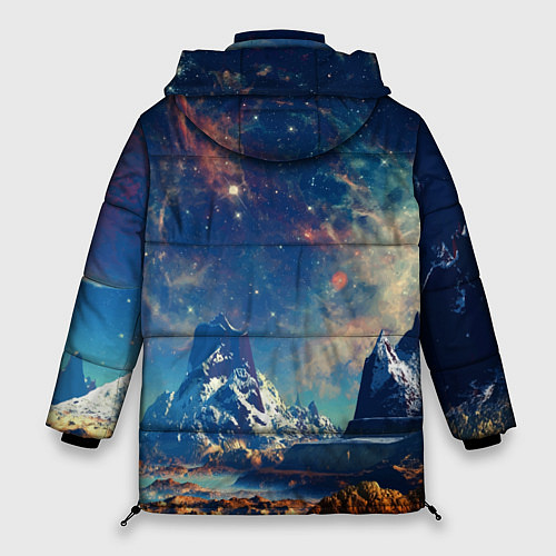 Женская зимняя куртка Горы и бескрайний космос / 3D-Красный – фото 2
