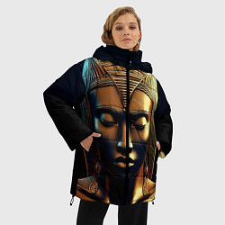 Куртка зимняя женская Нейросеть - золотая статуя египетской царицы, цвет: 3D-красный — фото 2