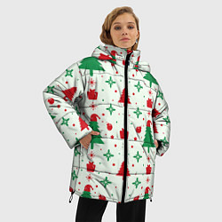 Куртка зимняя женская Праздничные ёлочки, цвет: 3D-черный — фото 2