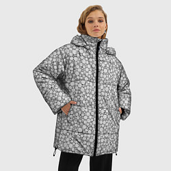 Куртка зимняя женская Круги штрихованные, цвет: 3D-черный — фото 2