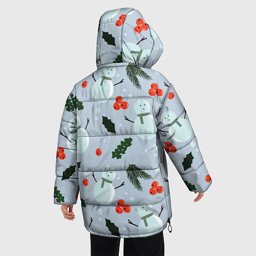 Женская зимняя куртка Снеговики и ягодки / 3D-Черный – фото 4