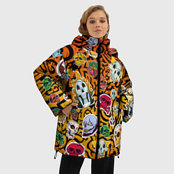 Куртка зимняя женская Черепа на фоне узорчика, цвет: 3D-светло-серый — фото 2