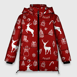 Куртка зимняя женская Новогоднее настроение уют, цвет: 3D-красный