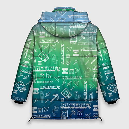 Женская зимняя куртка Майнкрафт символы на потертом фоне / 3D-Светло-серый – фото 2