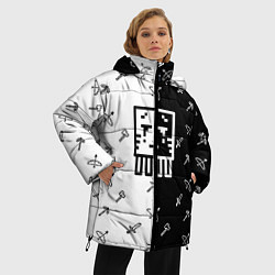 Куртка зимняя женская Майнкрафт гаст с инструментами, цвет: 3D-светло-серый — фото 2