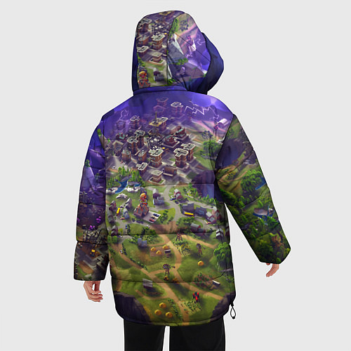 Женская зимняя куртка Фортнайт карта / 3D-Черный – фото 4
