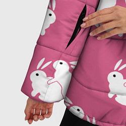 Куртка зимняя женская Сексуальные кролики на розовом, цвет: 3D-красный — фото 2