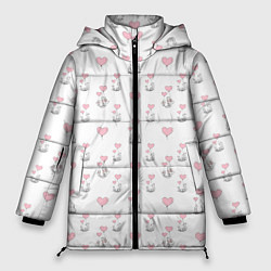 Куртка зимняя женская Зверушки, родительская любовь, цвет: 3D-светло-серый