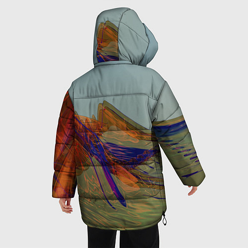 Женская зимняя куртка Волнообразные разноцветные музыкальные линии / 3D-Черный – фото 4