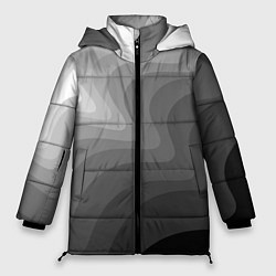 Куртка зимняя женская Черно белые волны, цвет: 3D-светло-серый