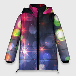 Женская зимняя куртка Поп арт неоновые звезды космического неба