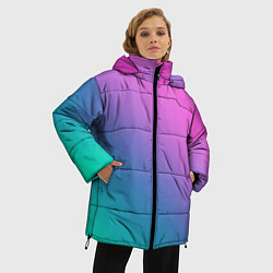 Куртка зимняя женская Розовый с бирюзовым и синим градиент, цвет: 3D-красный — фото 2