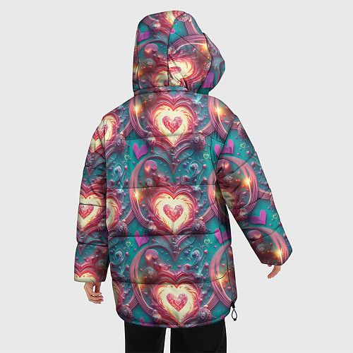 Женская зимняя куртка Паттерн пылающие сердца / 3D-Черный – фото 4