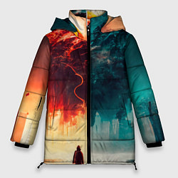 Куртка зимняя женская Параллельные вселенные, цвет: 3D-светло-серый