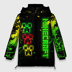 Женская зимняя куртка Minecraft - неоновые логотипы