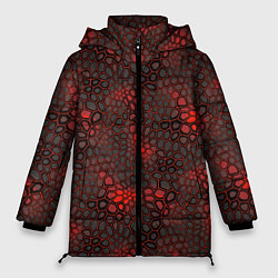 Куртка зимняя женская Красно-черная объемная броня, цвет: 3D-черный