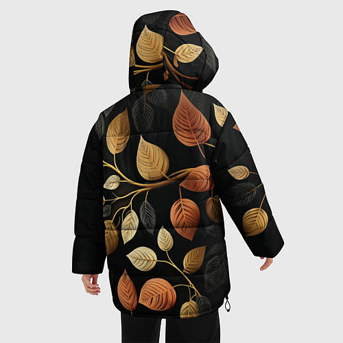 Женская зимняя куртка Осеннее настроение - листья / 3D-Черный – фото 4