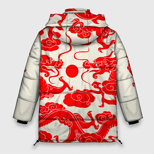 Женская зимняя куртка Японские красные драконы / 3D-Красный – фото 2