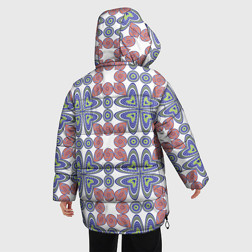 Женская зимняя куртка Мозаика, абстрактные сердечки / 3D-Черный – фото 4