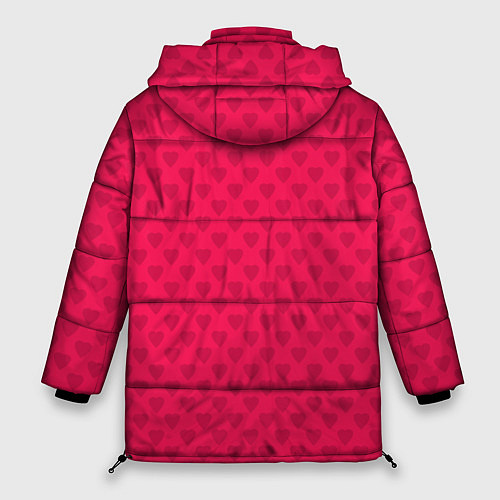 Женская зимняя куртка Красный паттерн с мелкими сердечками / 3D-Красный – фото 2