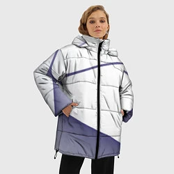 Куртка зимняя женская Абстрактный белый и фиолетовый паттерн, цвет: 3D-черный — фото 2