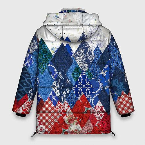 Женская зимняя куртка Флаг России в стиле пэчворк / 3D-Красный – фото 2