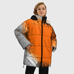 Куртка зимняя женская Желто-черный узор Мазки краски, цвет: 3D-черный — фото 2