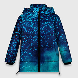 Куртка зимняя женская Градиент голубой и синий текстурный с блестками, цвет: 3D-светло-серый