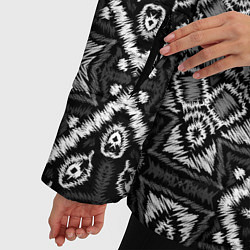 Куртка зимняя женская Черно-белый этнический восточный орнамент, цвет: 3D-светло-серый — фото 2