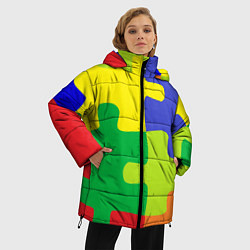 Куртка зимняя женская Пазлы разноцветные, цвет: 3D-черный — фото 2