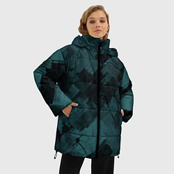 Куртка зимняя женская Полосы синие и чёрные, цвет: 3D-красный — фото 2