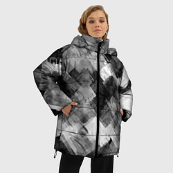 Куртка зимняя женская Полоски белые и чёрные, цвет: 3D-светло-серый — фото 2