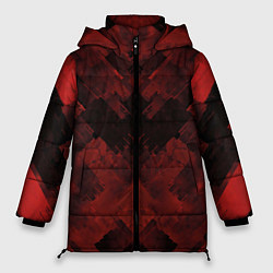 Куртка зимняя женская Полосы красные и чёрные, цвет: 3D-черный