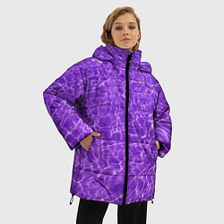 Куртка зимняя женская Абстрактные фиолетовые волны воды, цвет: 3D-светло-серый — фото 2