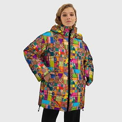 Куртка зимняя женская Лоскутное шитье, рисовала нейросеть, цвет: 3D-черный — фото 2