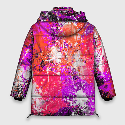 Женская зимняя куртка Разбрызганная красная краска - темный фон / 3D-Красный – фото 2