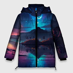 Куртка зимняя женская Ночное небо, пейзаж, цвет: 3D-черный